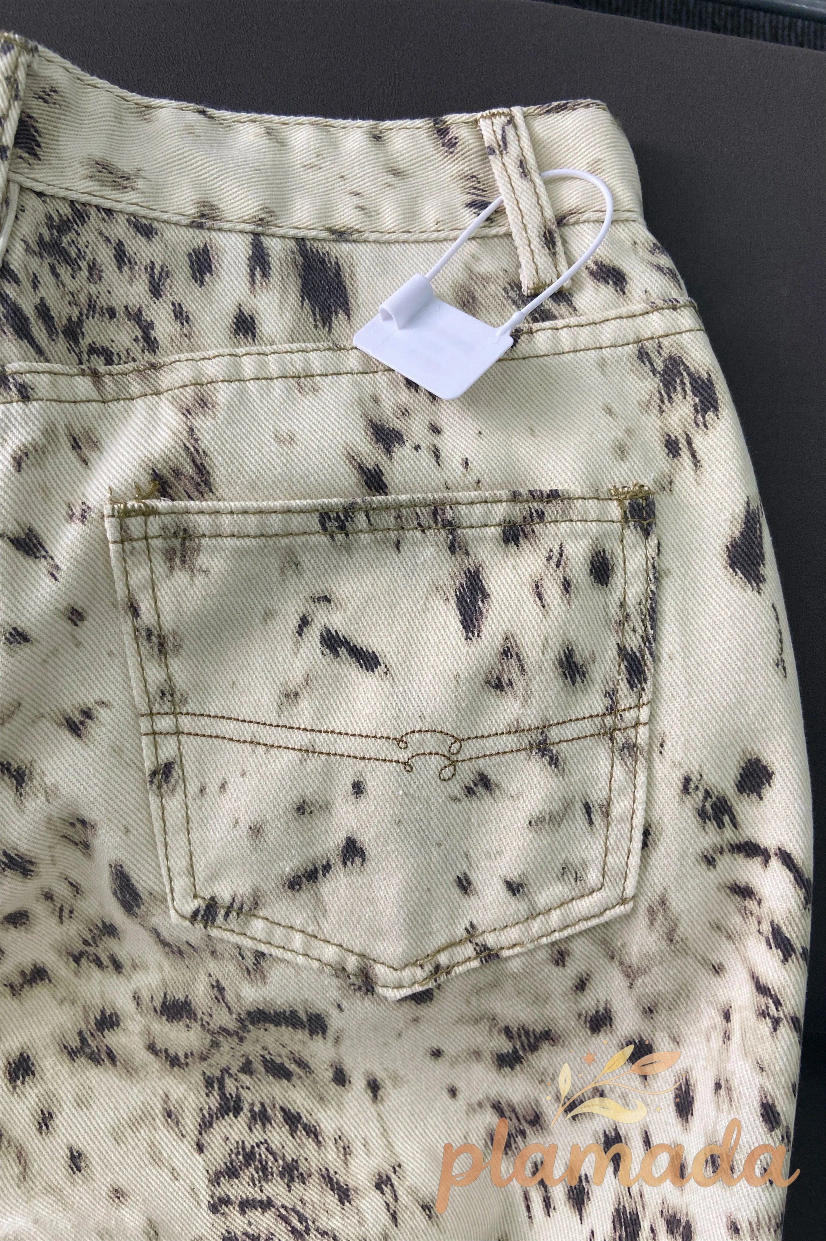 Retro Leopard Straight Baggy Jeans