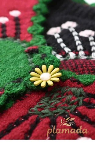 Vintage Floral Embroidered Knit Cardigan