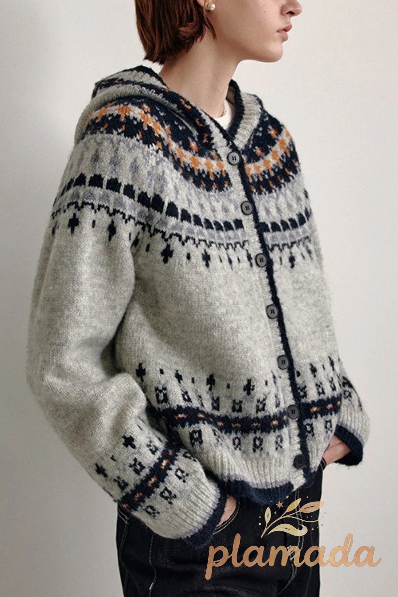 Fair Isle Hooded Cardigan