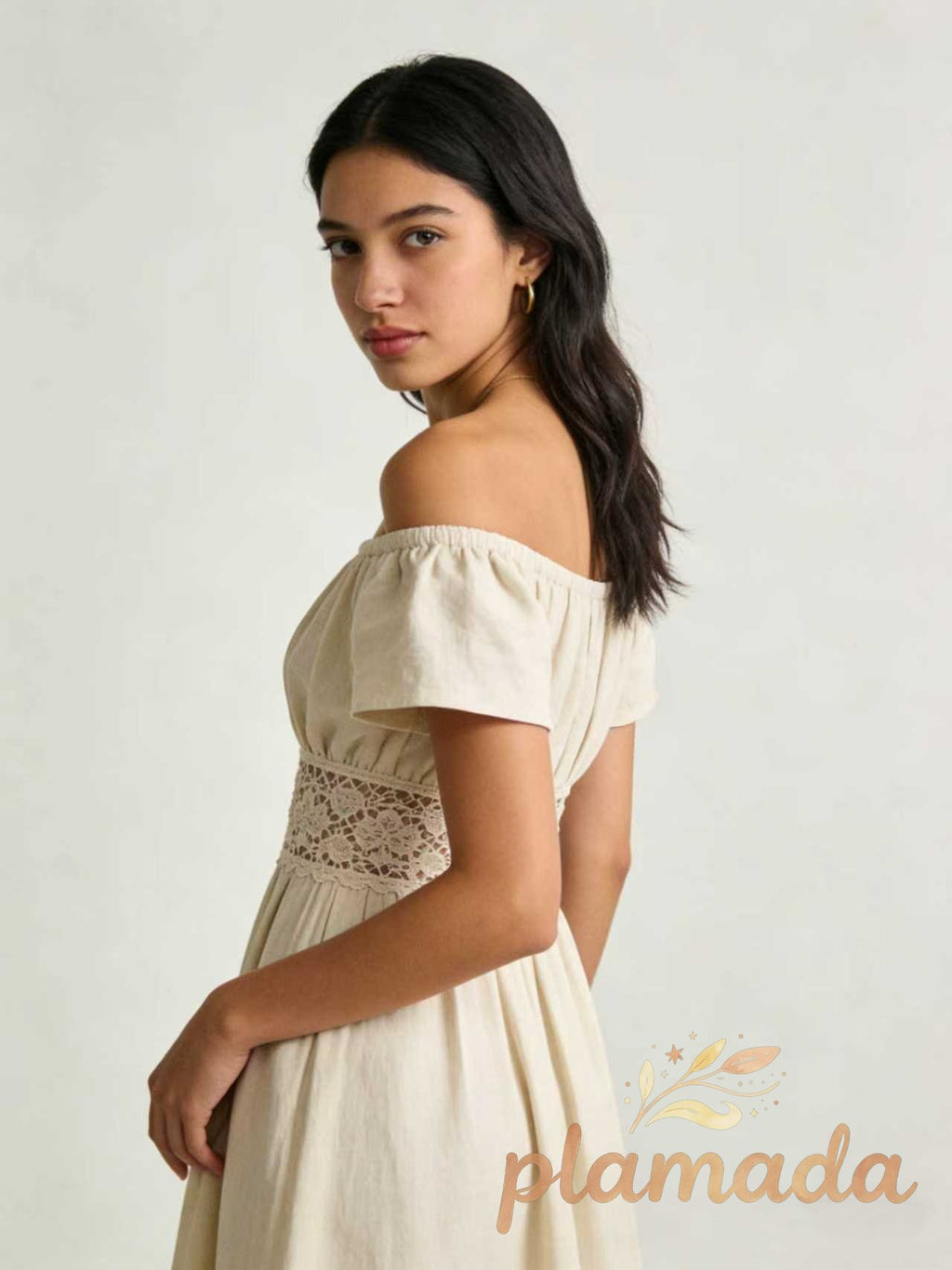 Metal Decor Ruched Midi Dress