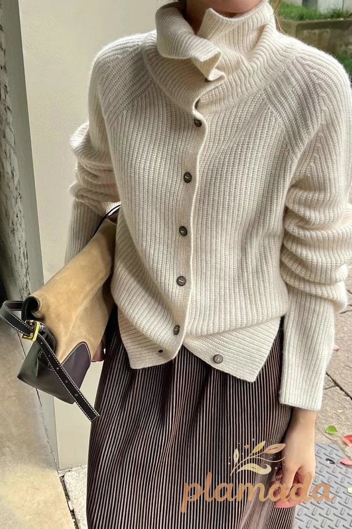 Fine Rib Single Breasted Cardigan
