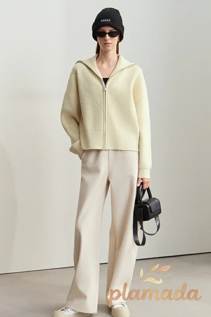 Cropped Sailor Collar Cardigan