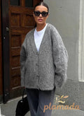 Deep-neck Unmarried Buttoned Loose Cardigan