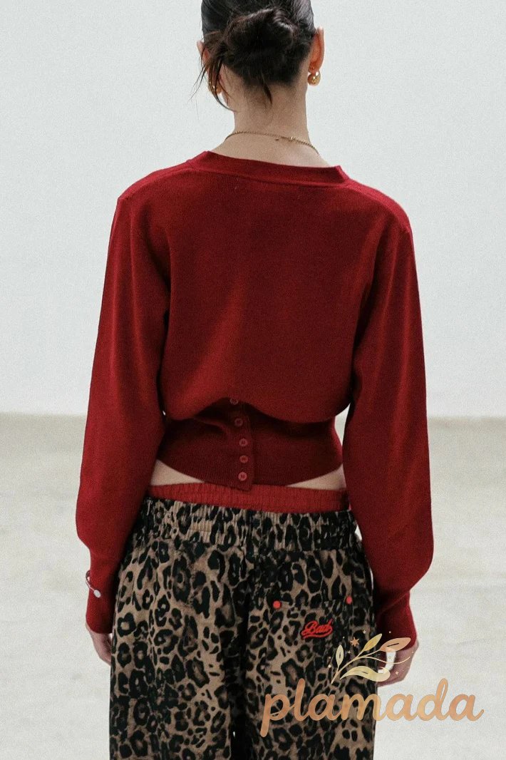 Vintage Red Cropped Cardigan