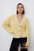 V Neck Cropped Batwing Cardigan