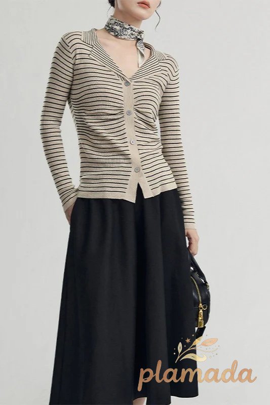 French Stripe Knit Cardigan