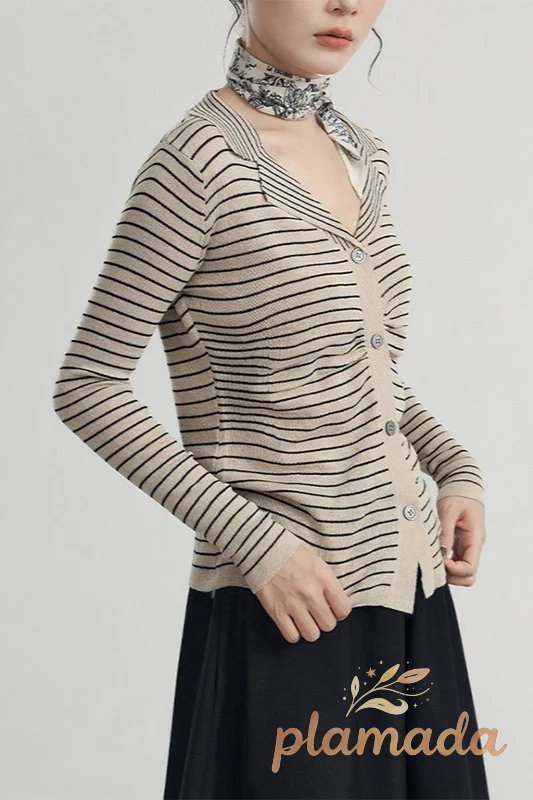 French Stripe Knit Cardigan