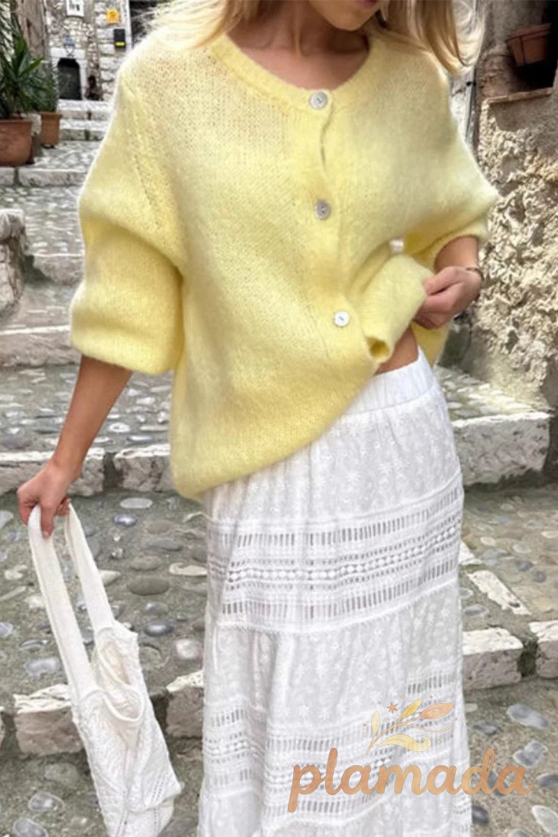 Pastel Mohair Blend Solid Cardigan