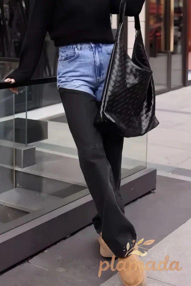 Washed Patchwork Slim Denim Jeans