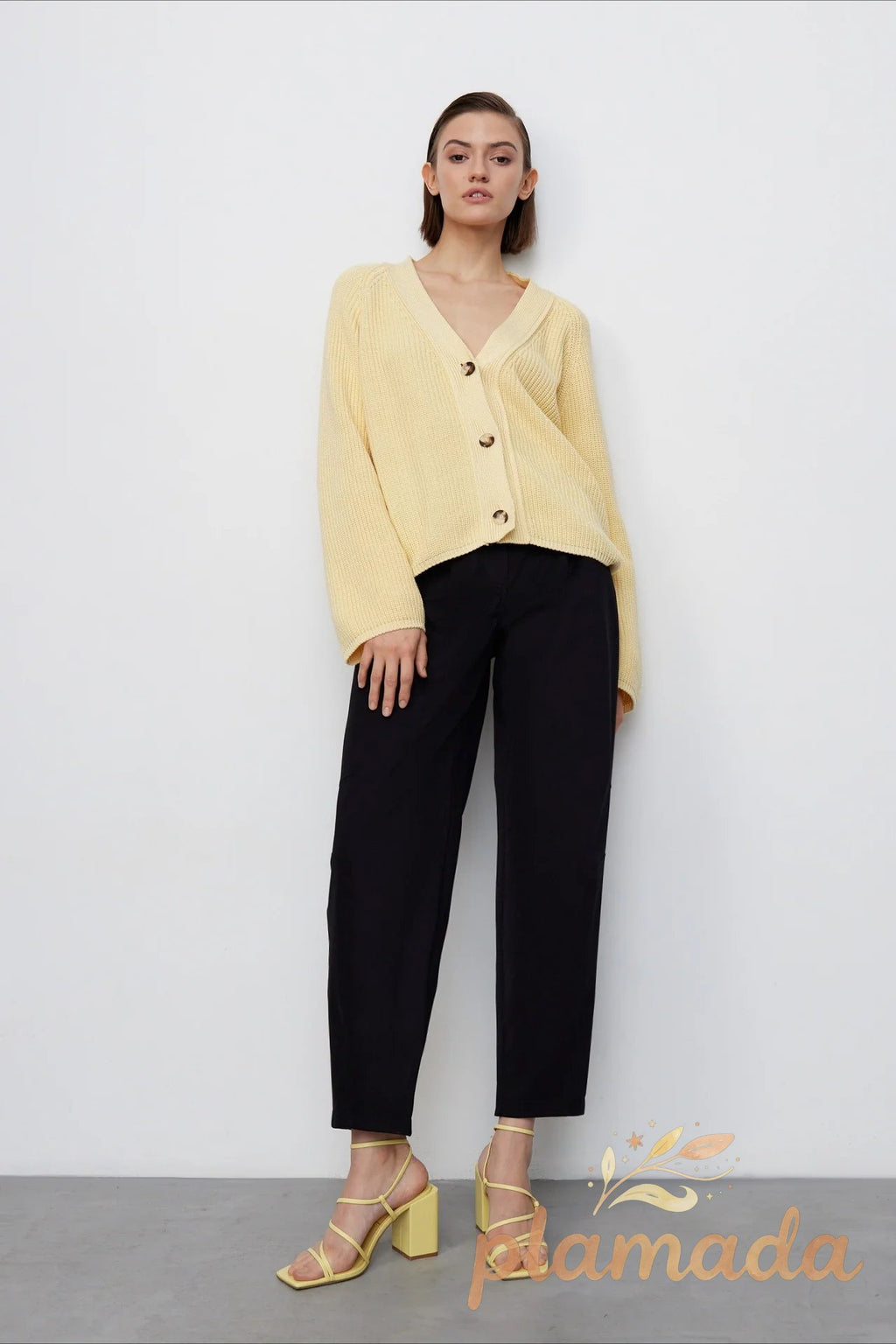 V Neck Cropped Batwing Cardigan