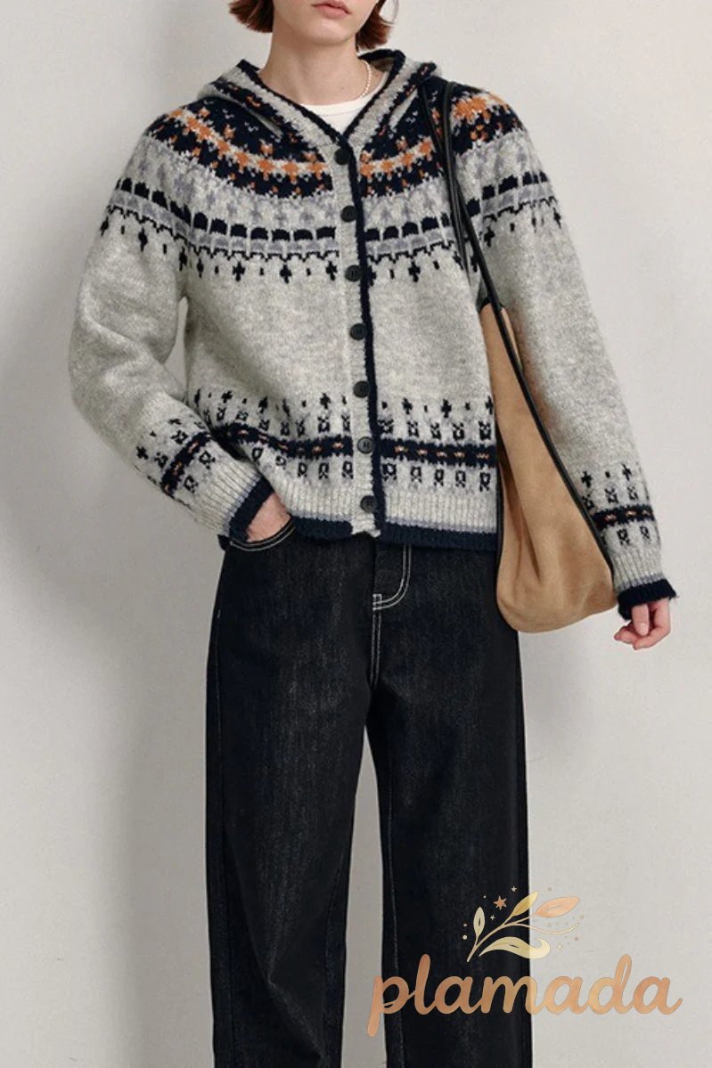 Fair Isle Hooded Cardigan