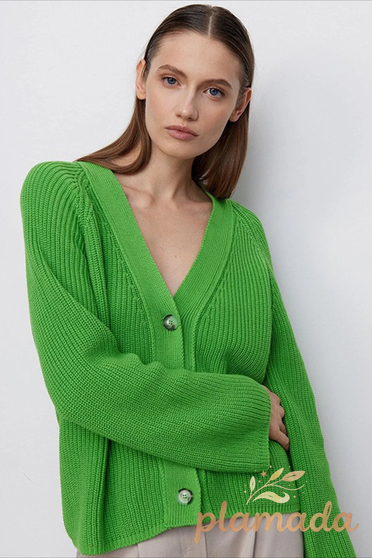 V Neck Cropped Batwing Cardigan