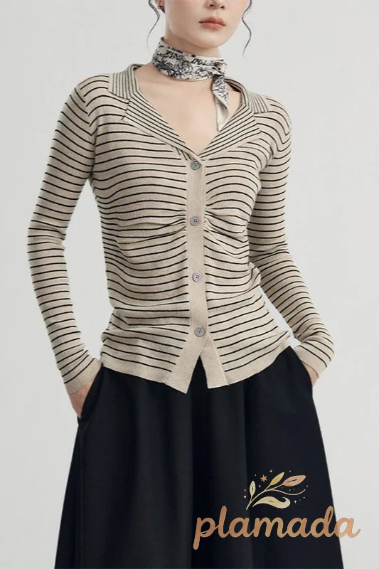 French Stripe Knit Cardigan