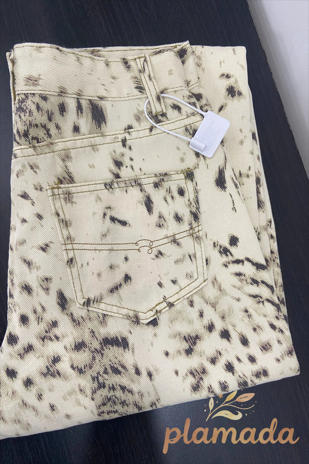 Retro Leopard Straight Baggy Jeans