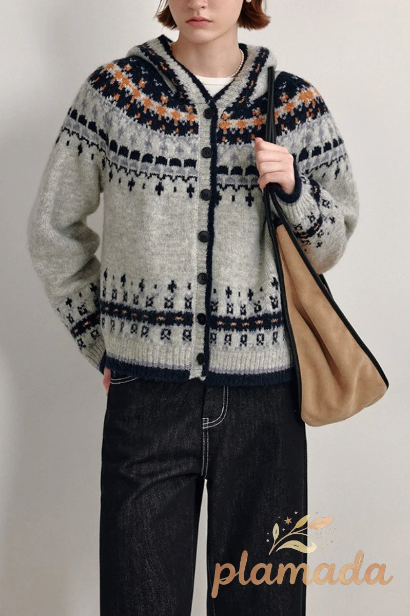 Fair Isle Hooded Cardigan