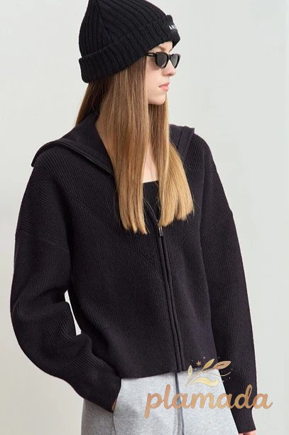 Cropped Sailor Collar Cardigan