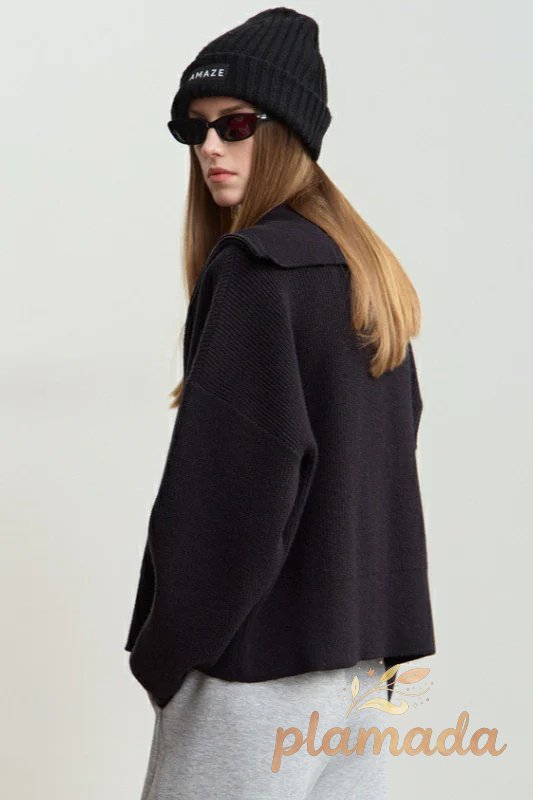 Cropped Sailor Collar Cardigan