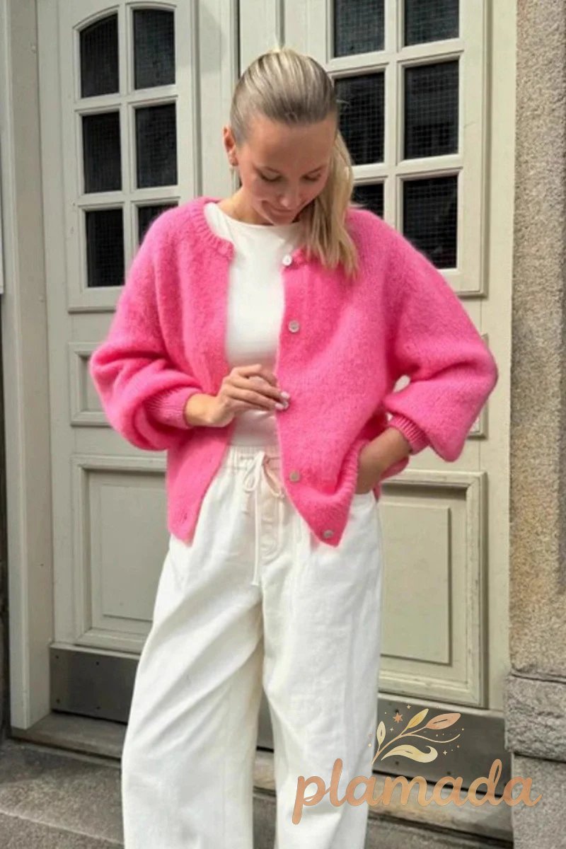 Pastel Mohair Blend Solid Cardigan