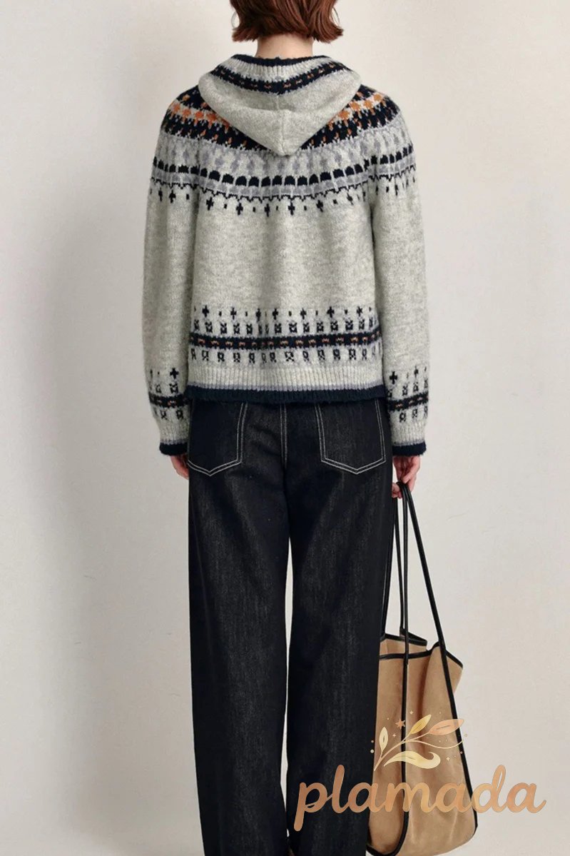 Fair Isle Hooded Cardigan