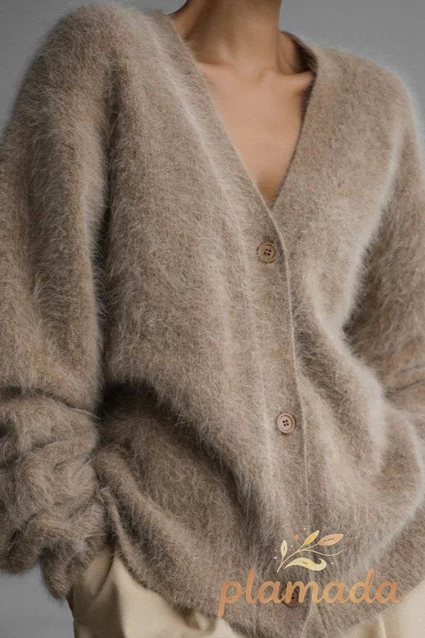 V Neck Mohair Blend Cardigan