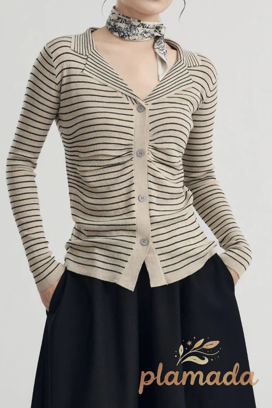 French Stripe Knit Cardigan