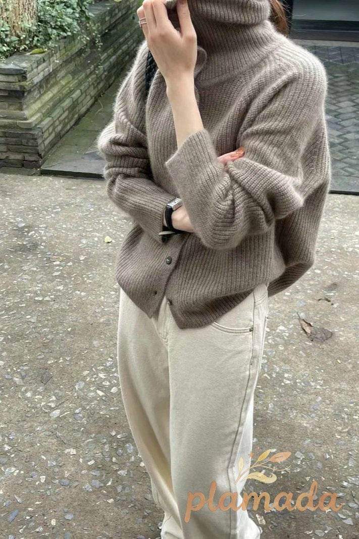 Fine Rib Single Breasted Cardigan