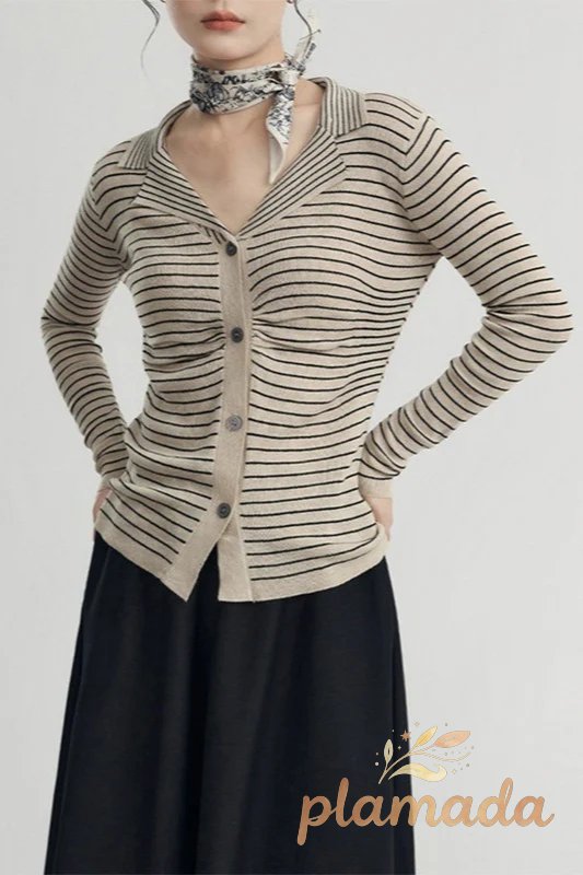 French Stripe Knit Cardigan