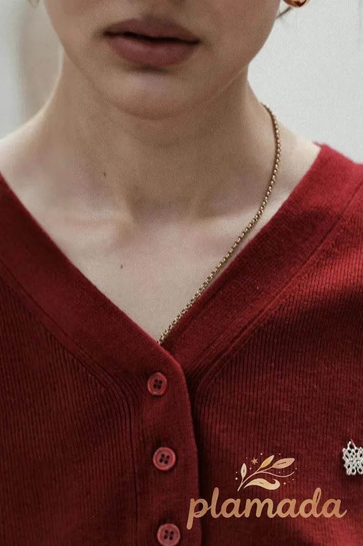 Vintage Red Cropped Cardigan