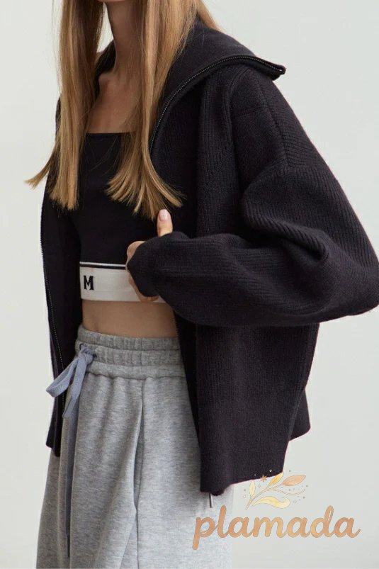 Cropped Sailor Collar Cardigan