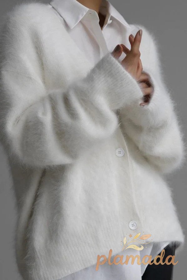 V Neck Mohair Blend Cardigan