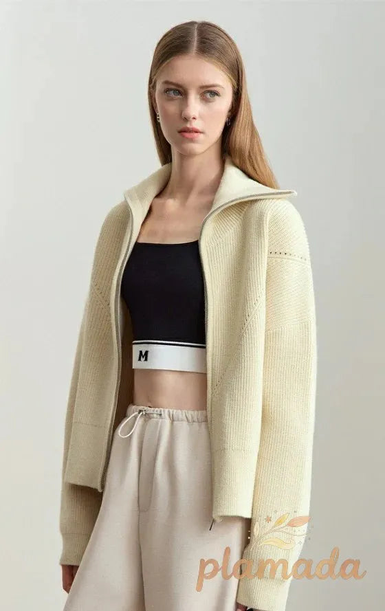 Cropped Sailor Collar Cardigan